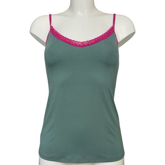 Bamboo Jersey Simple Strappy Cami Top - Eucalyptus & Raspberry