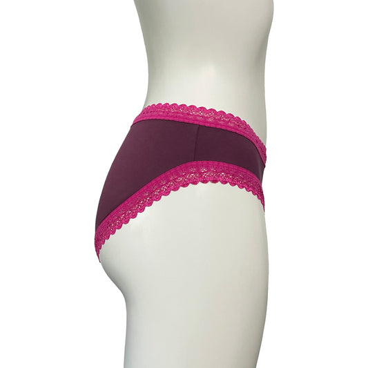 Bamboo High Leg Knicker - Damson & Raspberry