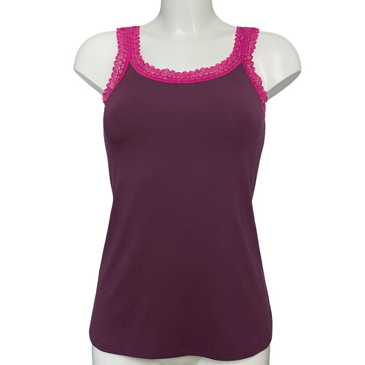 Bamboo Jersey Tank Vest Top - Damson & Raspberry