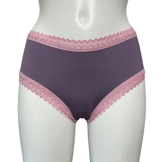 Bamboo Classic Fit Knicker - Grape & Vintage Rose