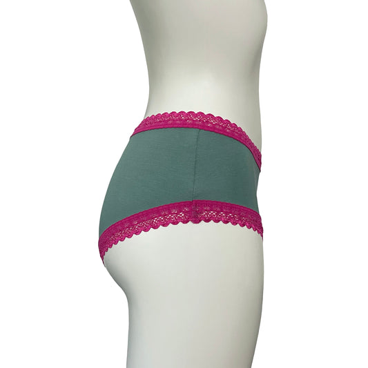 Bamboo Classic Fit Knicker - Eucalyptus & Raspberry