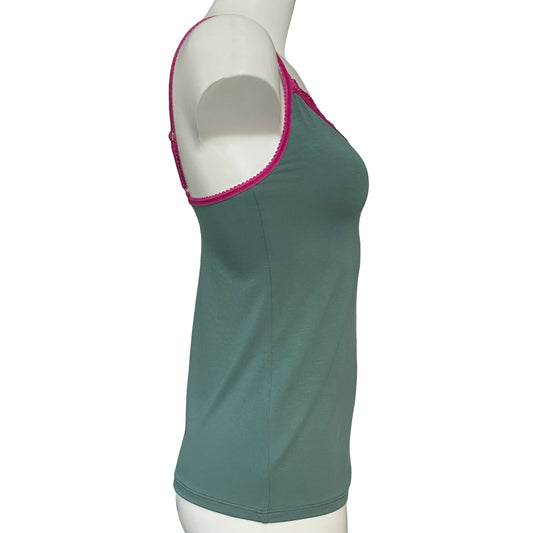 Bamboo Jersey Simple Strappy Cami Top - Eucalyptus & Raspberry