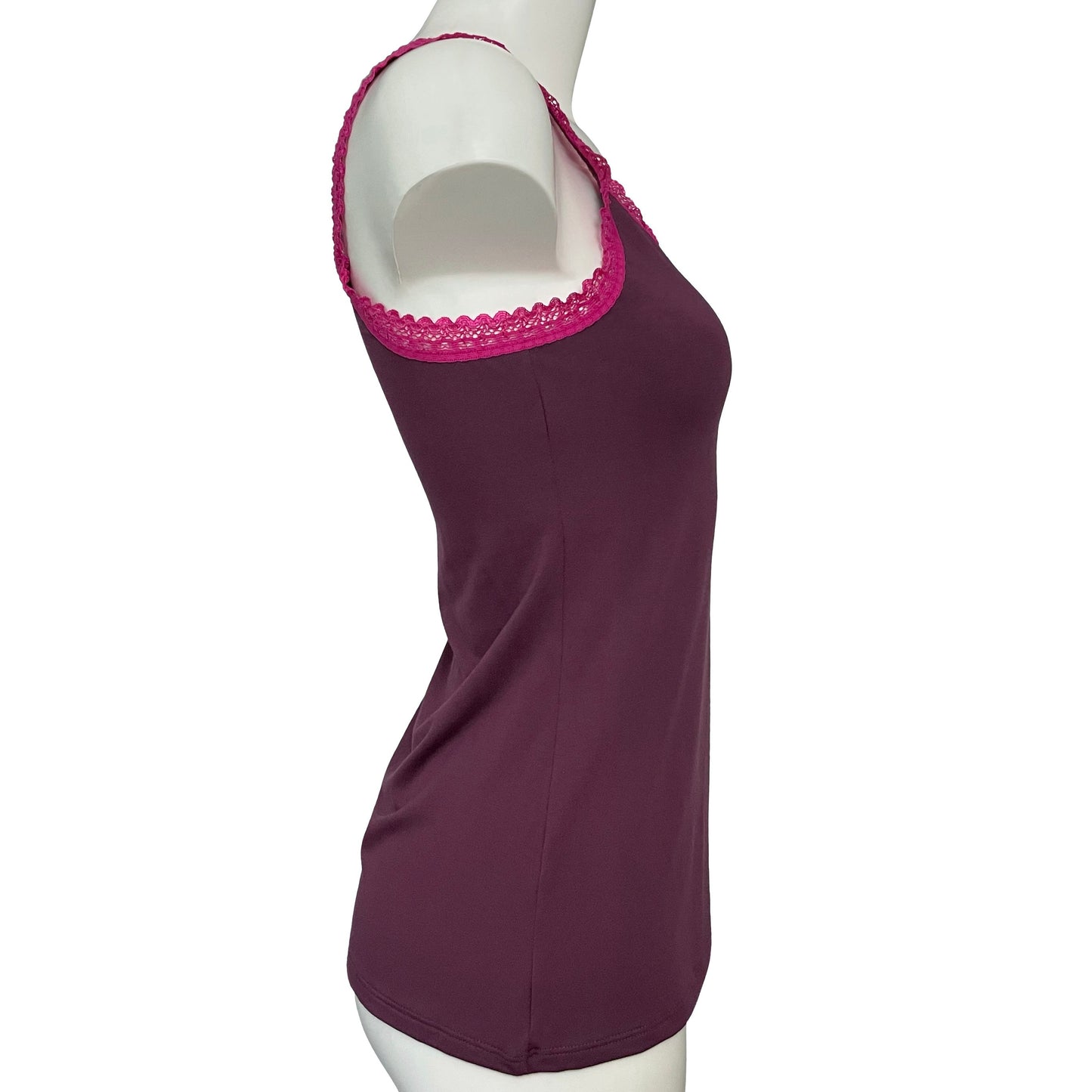 Bamboo Jersey Tank Vest Top - Damson & Raspberry