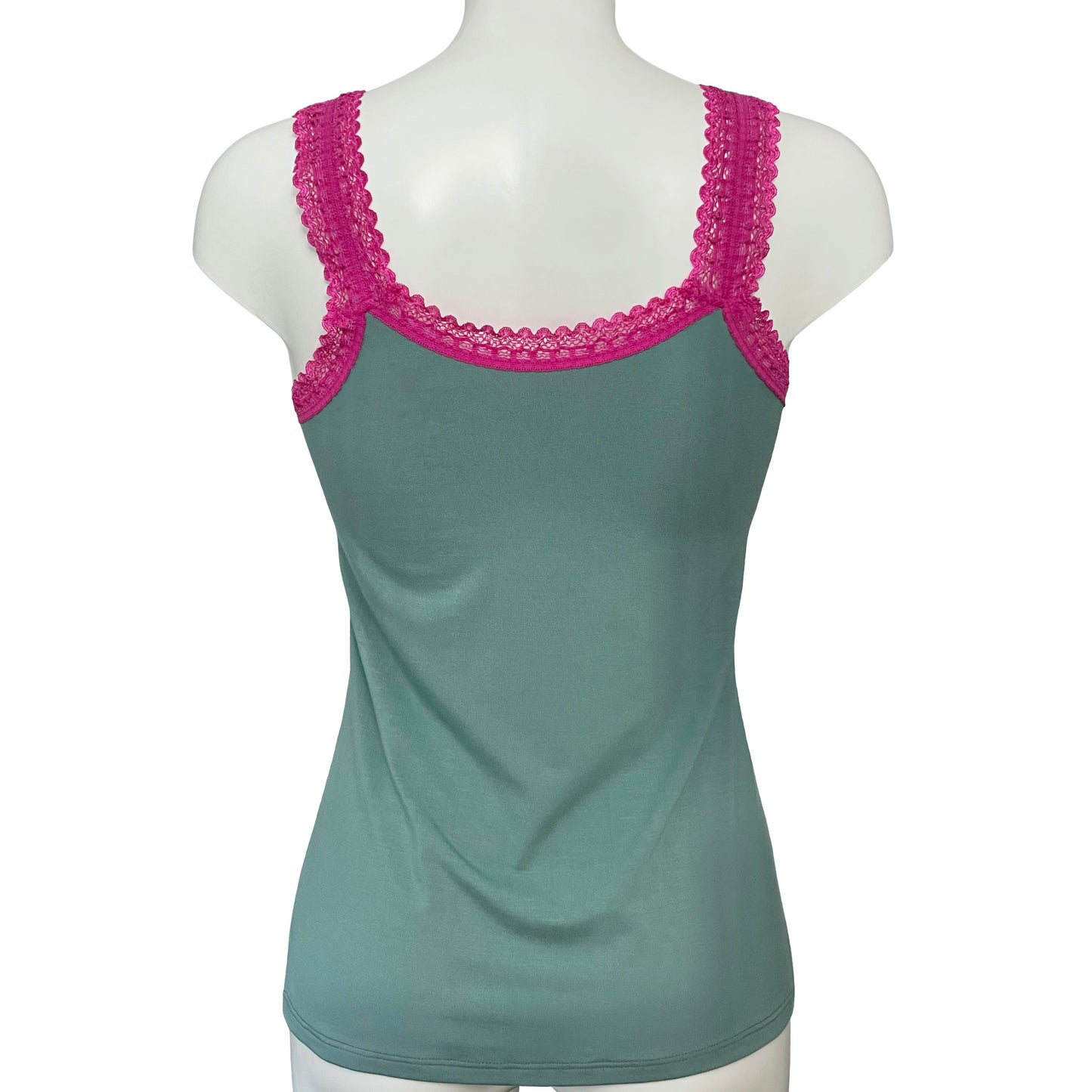 Bamboo Jersey Tank Vest Top - Eucalyptus & Raspberry