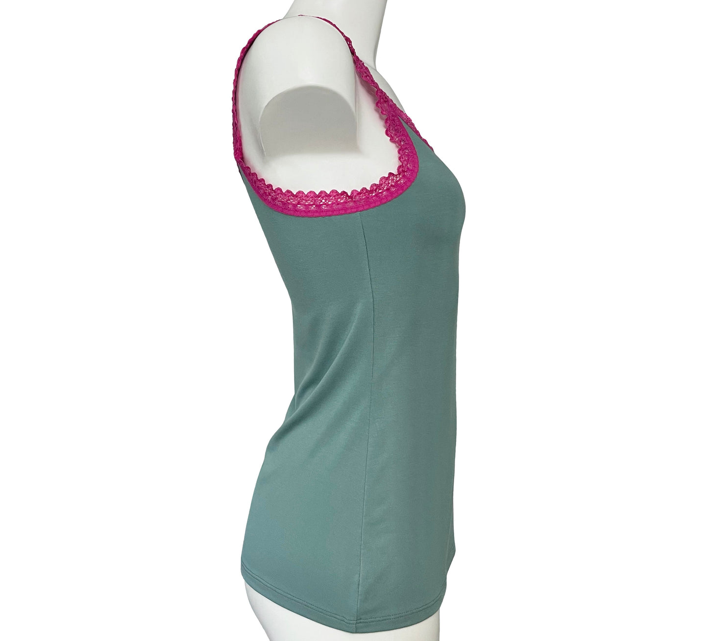 Bamboo Jersey Tank Vest Top - Eucalyptus & Raspberry