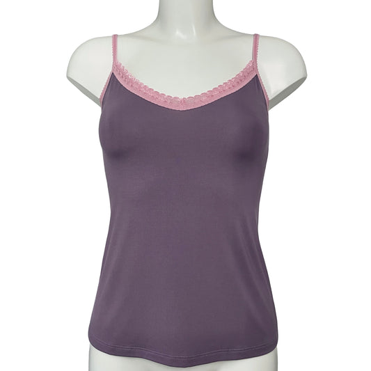 Bamboo Jersey Simple Strappy Cami Top - Grape & Vintage Rose