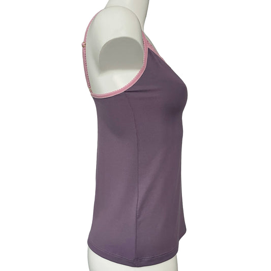 Bamboo Jersey Simple Strappy Cami Top - Grape & Vintage Rose
