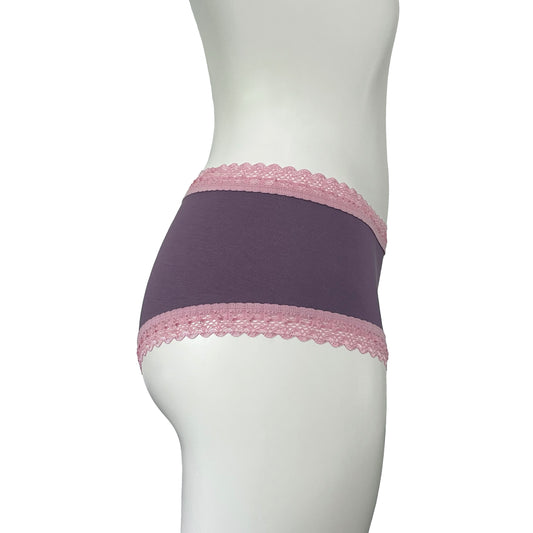 Bamboo Boy Short Knicker - Grape & Vintage Rose