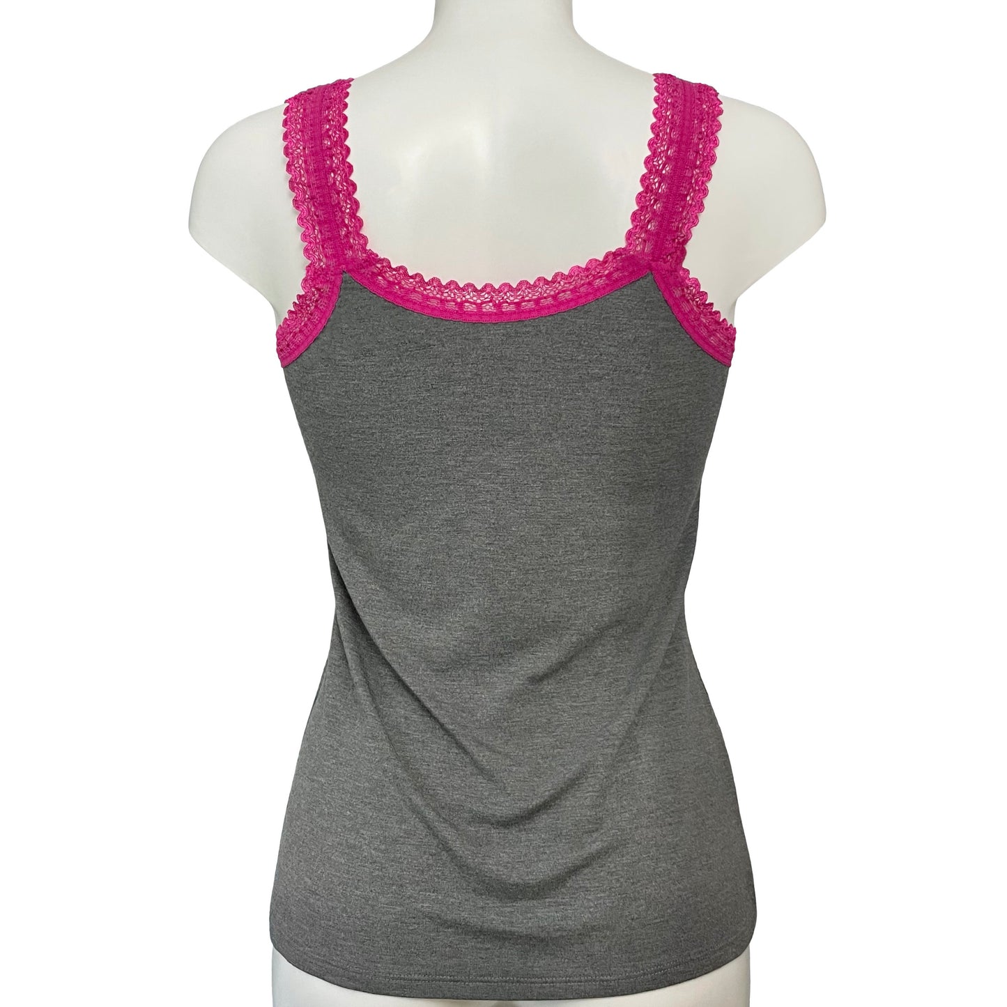 Bamboo Jersey Tank Vest Top - Dark Marl Grey & Raspberry